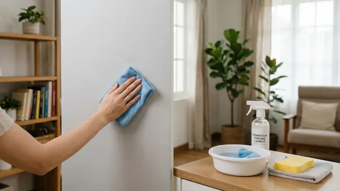 Membersihkan Dinding Rumah Cara Membersihkan Dinding Rumah agar Bersih Tahan Lama (AI Generated)