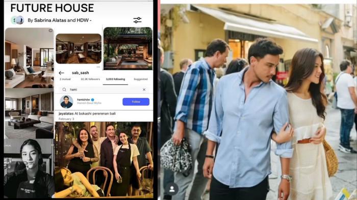 HAMISH DAUD SELINGKUH - Kolase foto Future House yang muncul di Pinterest dengan nama Sabrina Alatas dan HDW. Foto tersebut eredar luas di media sosial pada Senin (3/11/2025).