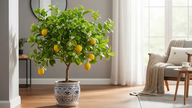 Pohon Buah Jeruk dan Lemon dalam Ruangan/Gemini AI