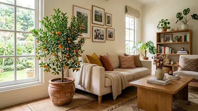 Pohon Jeruk Calamondin Dalam Ruangan (AI Generated)