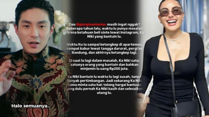 NIKITA SENTIL GIORGIO - Giorgio Antonio, kekasih Sarwendah, kembali menjadi sorotan setelah Nikita Mirzani tiba-tiba menagih utang senilai Rp200 juta.