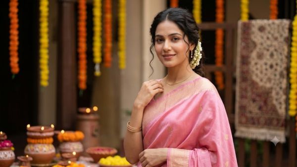 You will look soft and elegant in pink saree. You will look soft and elegant in pink saree.