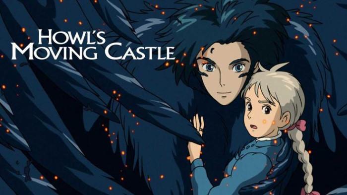 Poster film Howl's Moving Castle (2004) produksi Studio Ghibli.