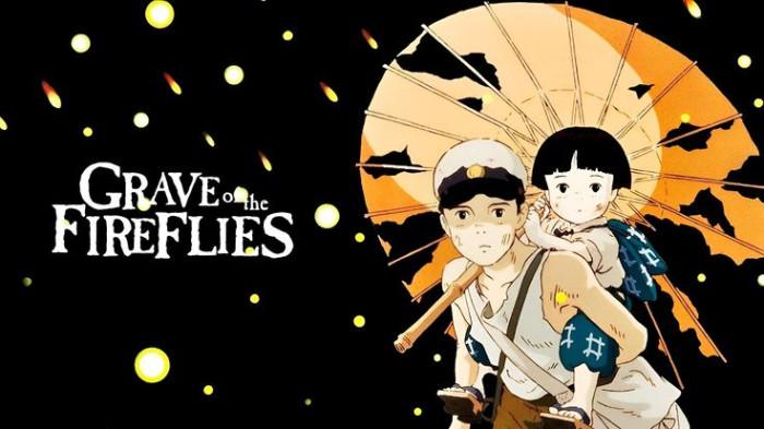 Poster film Grave of the Fireflies (1988) produksi Studio Ghibl (Pinterest @R12N12)