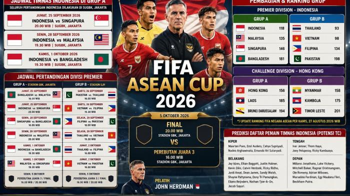 FIFA ASEAN CUP 2026 -- Matchday Skuad Timnas Indonesia di FIFA ASEAN Cup 2026: Lawan 3 Grup A, Jadwal Tanding, Skema Final.