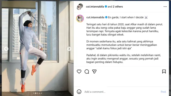 Cut Intan Nabila main anggar (instagram.com/cut.intannabila)