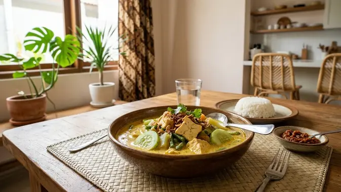 Resep Lodeh Timun Tahu. (AI Generated)