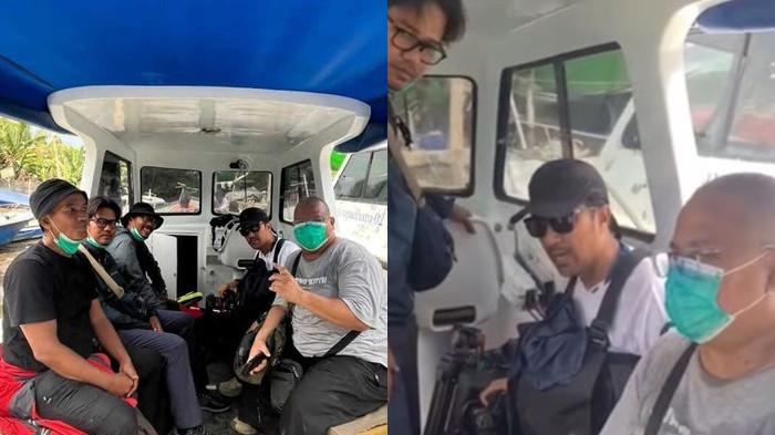 JURNALIS HILANG - Inilah dokumentasi terakhir lima jurnalis sebelum mereka dilaporkan hilang kontak saat melakukan perjalanan untuk meliput aktivitas erupsi Gunung Anak Krakatau di perairan Selat Sunda, Kabupaten Pandeglang, Banten.