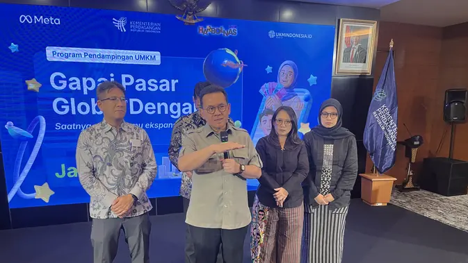 Kolaborasi Meta dan Kemendag dorong UMKM go global lewat teknologi AI, terbukti tingkatkan penjualan hingga pasar mancanegara. (Liputan6.comChristian)