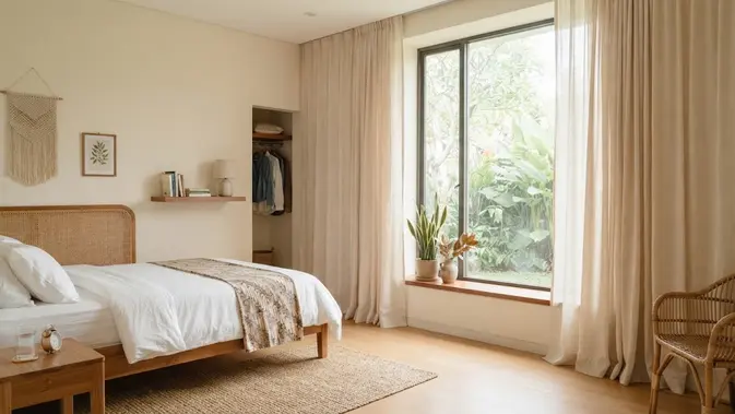 Trik Menata Jendela Kamar Tidur Agar Terasa Lebih Luas (AI Generated)