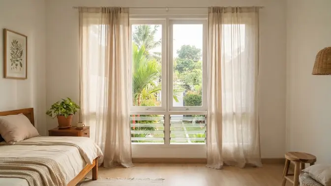 Trik Menata Jendela Kamar Tidur Agar Terasa Lebih Luas (AI Generated)