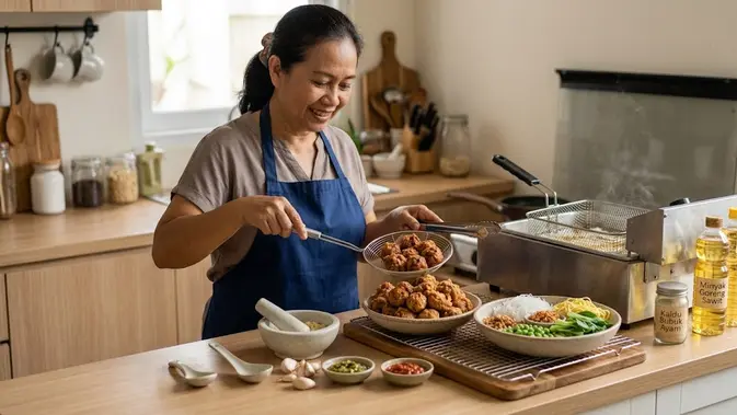 Bahan membuat bakso sayur ayam. [AI Generated]
