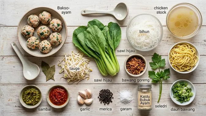 Bahan Bakso Sayur Ayam. [AI Generated]