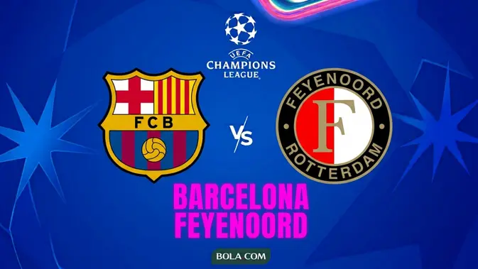 Ilustrasi Barcelona Vs Feyenoord, Liga Champions. (Bola.com/AI)