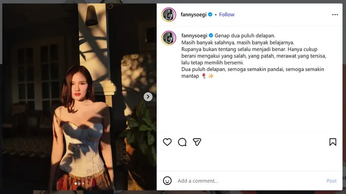 Fanny Soegi rayakan ulang tahun (instagram.com/fannysoegi)