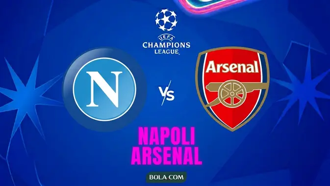 Ilustrasi Napoli Vs Arsenal, Liga Champions. (Bola.com/AI)