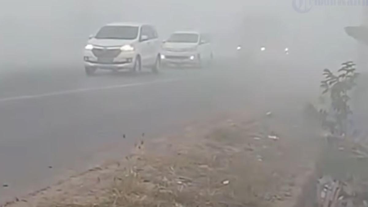 Sejumlah wilayah di Kalimantan Selatan diselimuti kabut asap tebal akibat kebakaran hutan dan lahan atau karhutla.