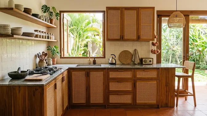 Kitchen set kayu. [AI Generated]