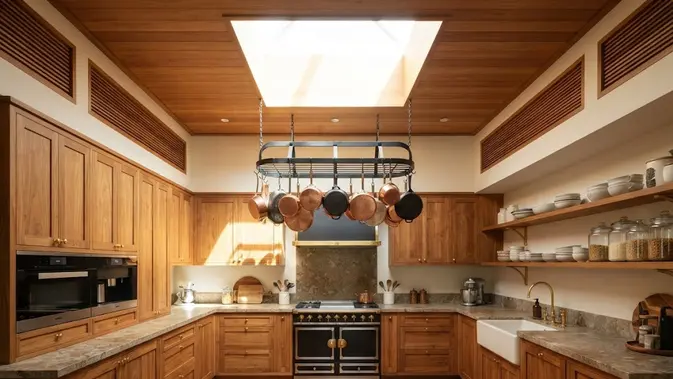 Perawatan Kitchen Set Kayu vs HPL (AI generated)