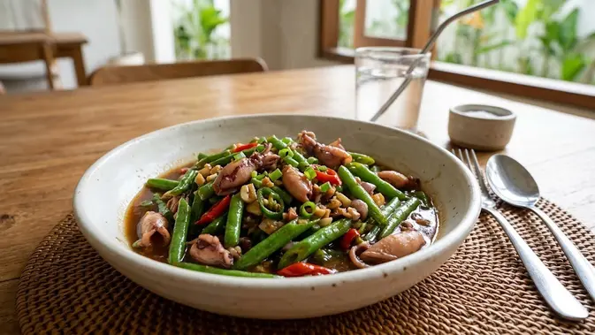 Resep Buncis Cumi Saus Tiram Gurih. (AI Generated)