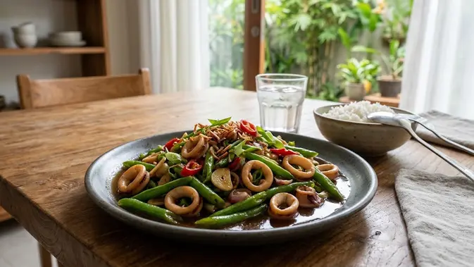 Resep Buncis Cumi Saus Tiram Gurih. (AI Generated)