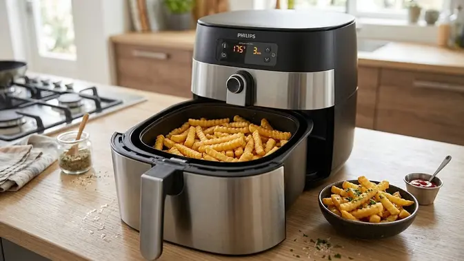 Memanaskan Kentang Menggunakan Air Fryer. (AI Generated)