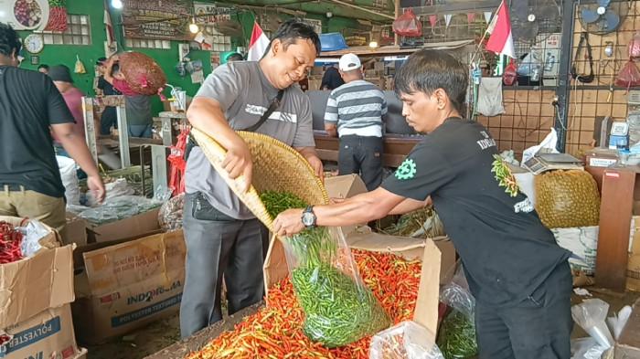 CABAI MAHAL - Pedagang komoditas cabai di Pasar Induk Kramat Jati, Jakarta Timur, Jumat (11/9/2026). TRIBUNJAKARTA.COM/BIMA PUTRA