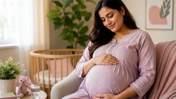 pregnant woman holding her belly