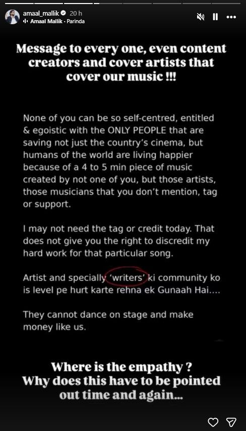 Amaal Mallik speaks out again on Hero credit row