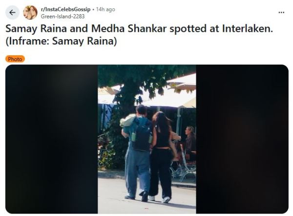 Samay Raina, Medha Shankr's viral Switzerland photo sparks dating rumors